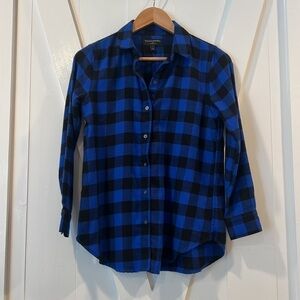 Banana Republic Boyfriend Fit Fleece Buffalo Check Plaid Shirt Size XSP